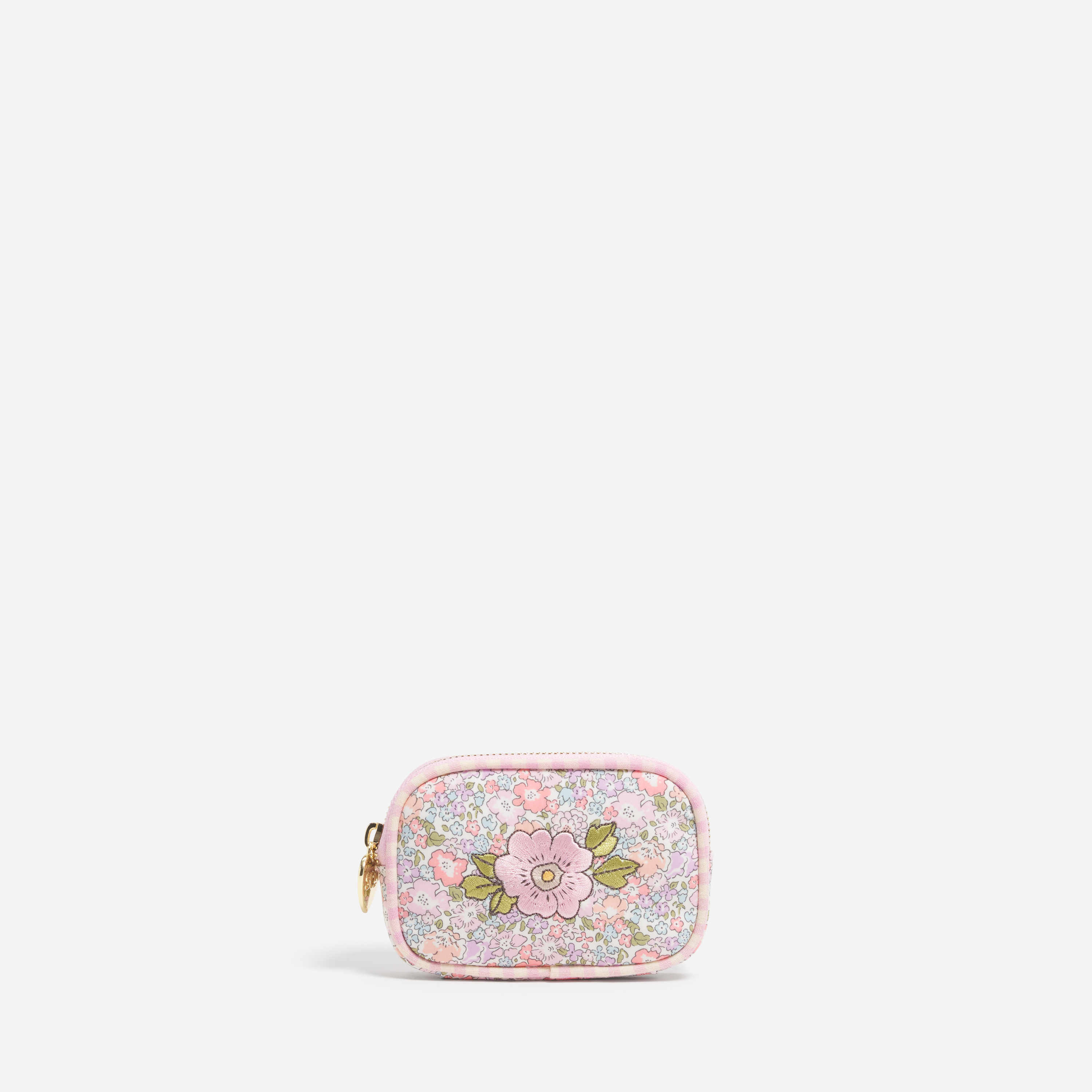 Micro Pouch Made with Liberty Fabric with Embroidery