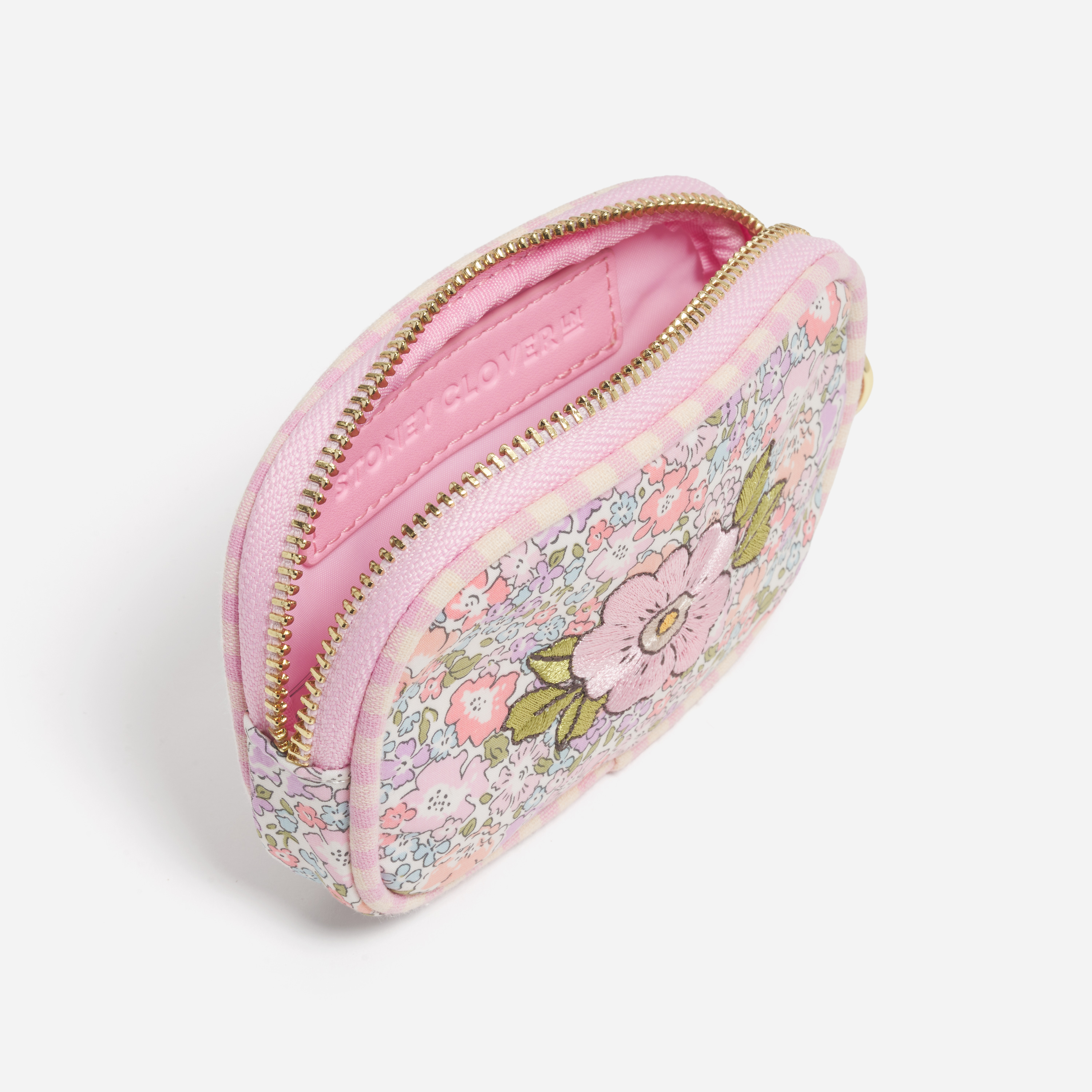 Micro Pouch Made with Liberty Fabric with Embroidery