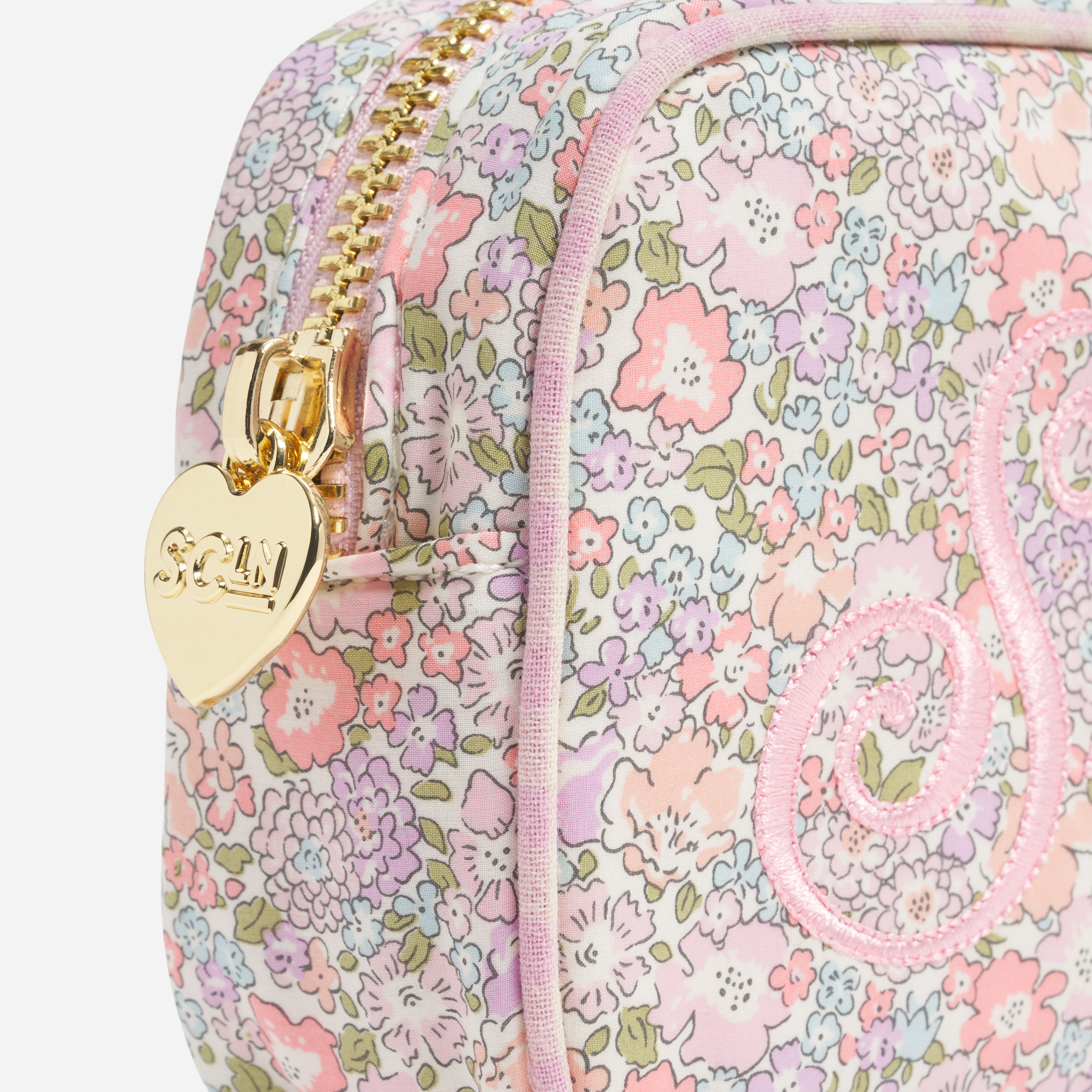 Small Pouch Made with Liberty Fabric with Embroidery