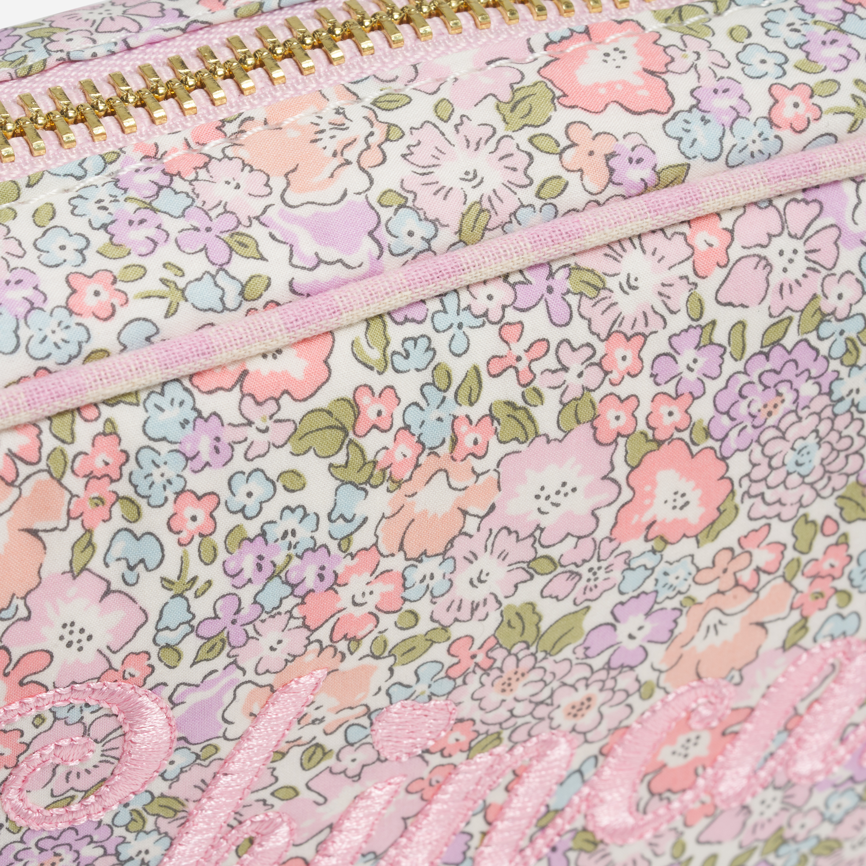 Small Pouch Made with Liberty Fabric with Embroidery