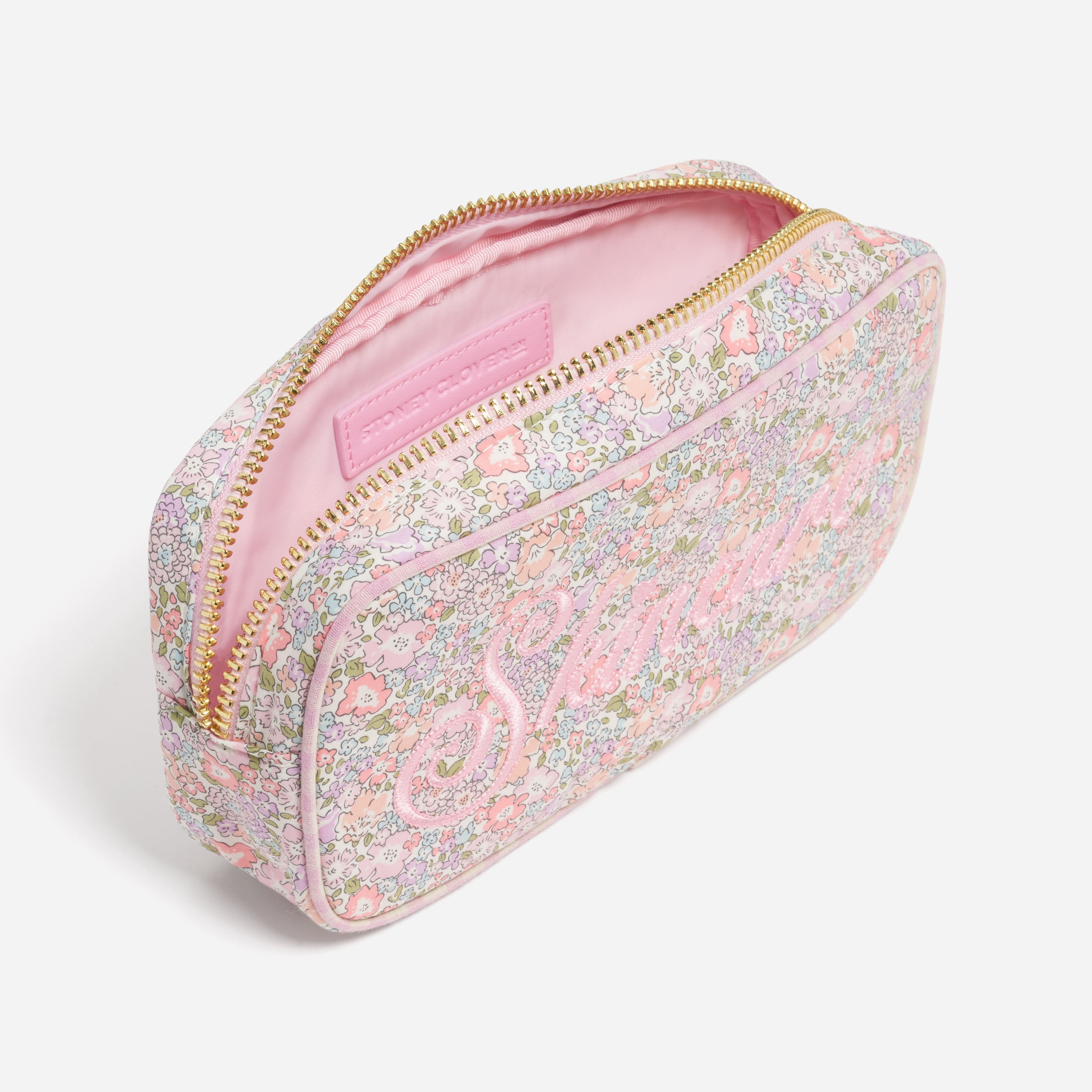 Small Pouch Made with Liberty Fabric with Embroidery