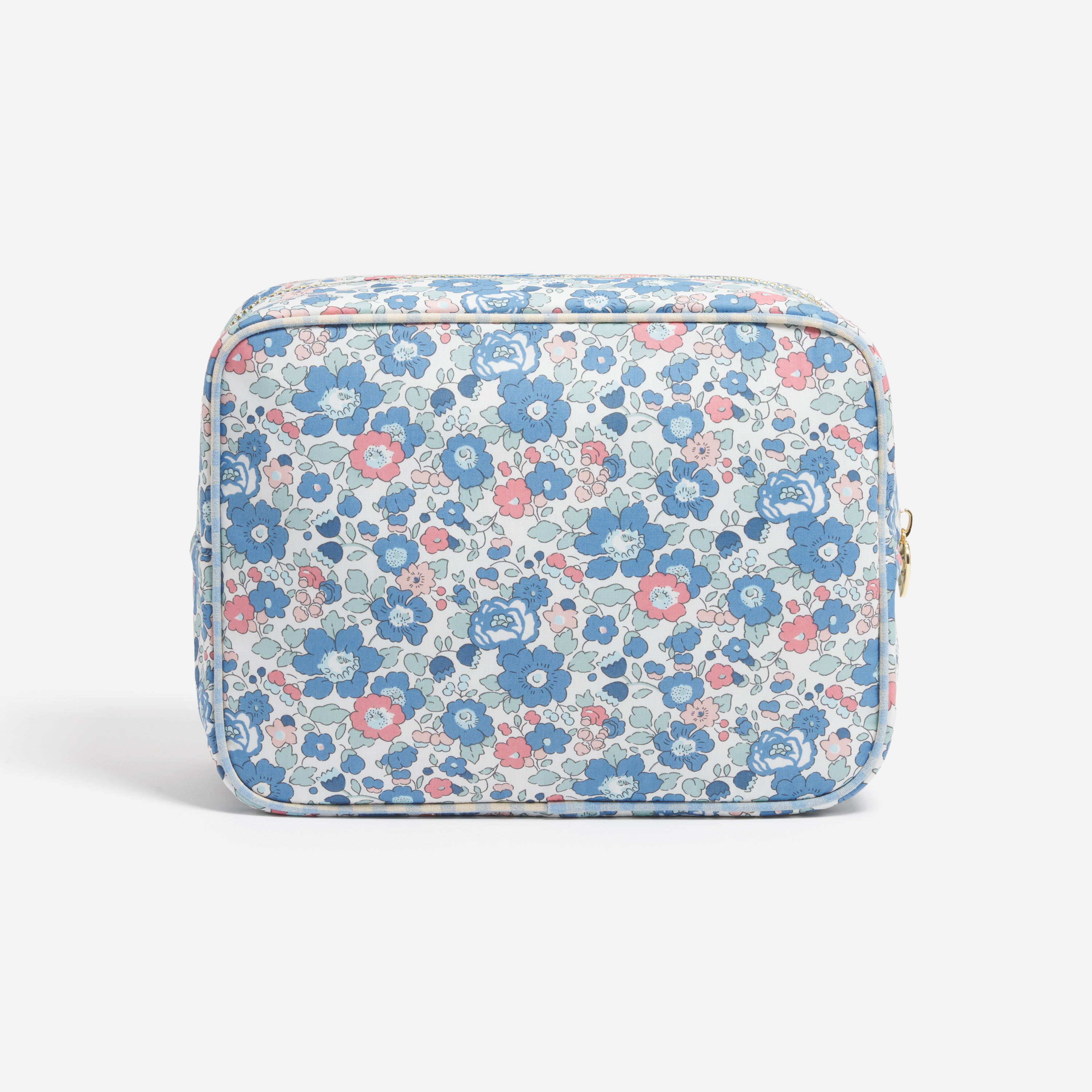Large Pouch Made with Liberty Fabric with Embroidery