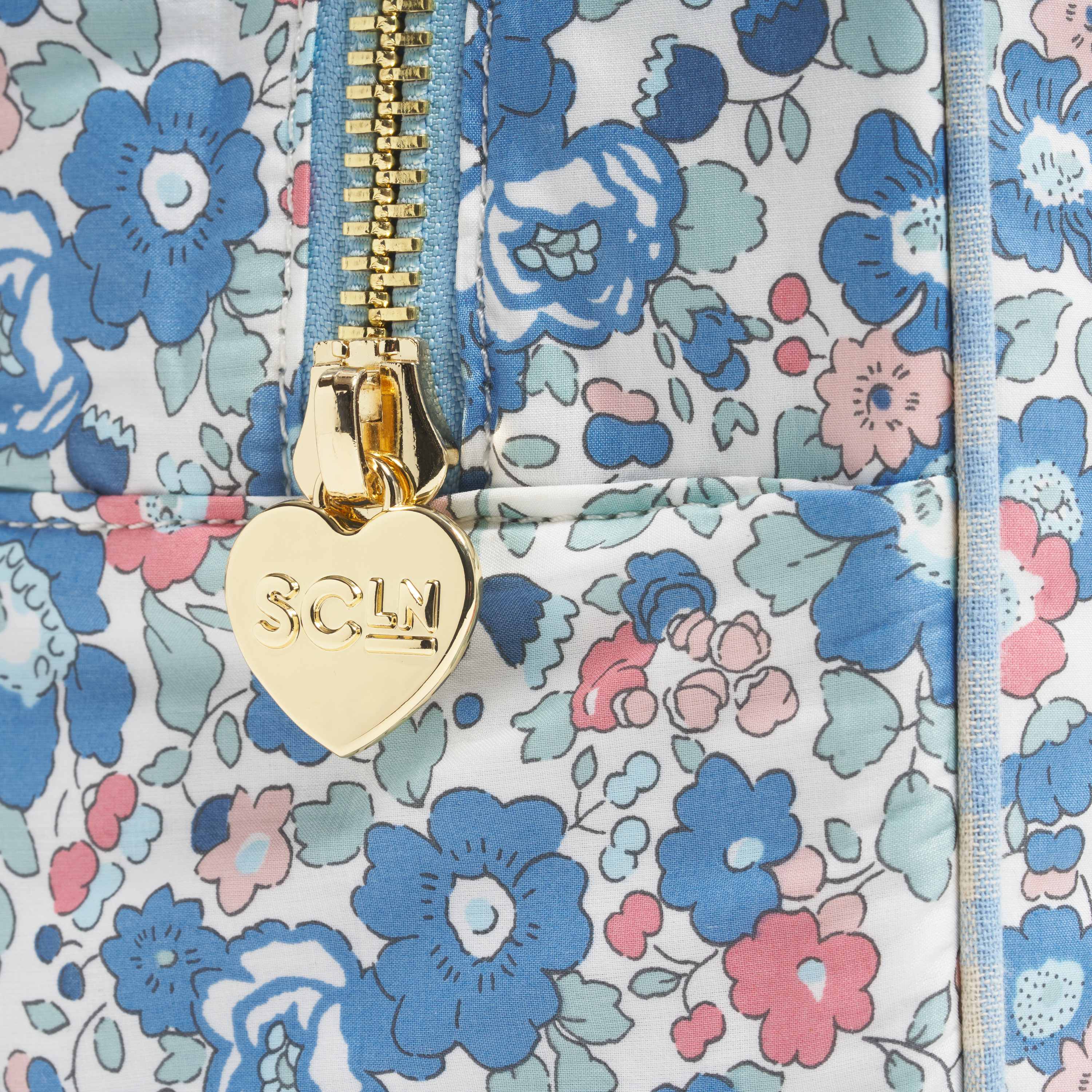 Large Pouch Made with Liberty Fabric with Embroidery