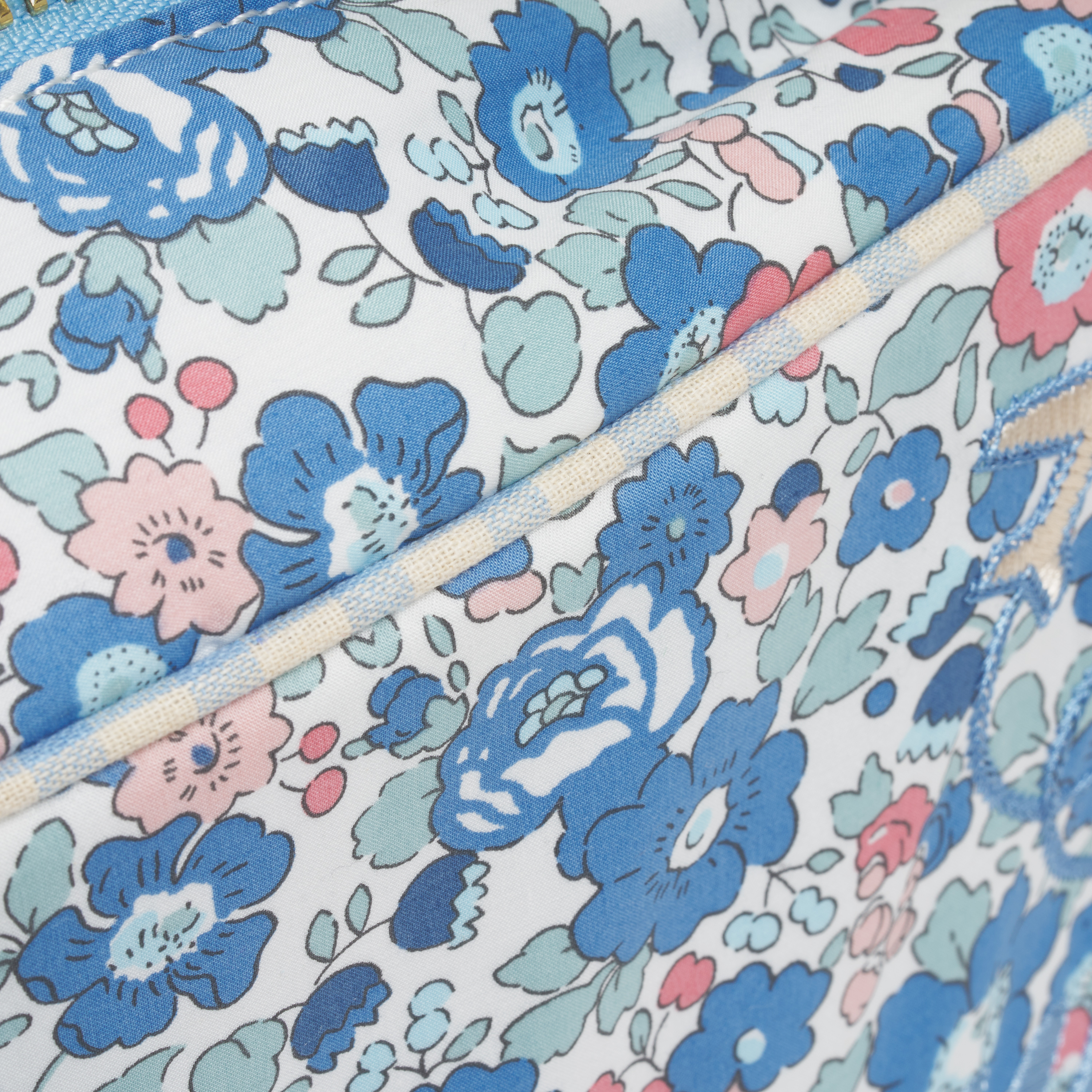 Large Pouch Made with Liberty Fabric with Embroidery
