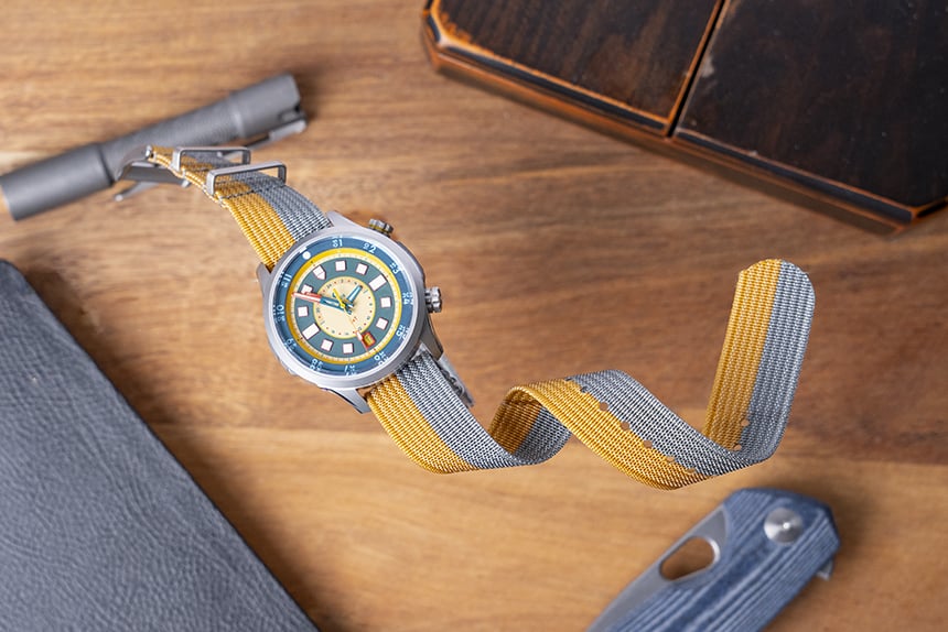 Mustard Grey Zero-Pass Ribbed Nylon Strap – Windup Watch Shop