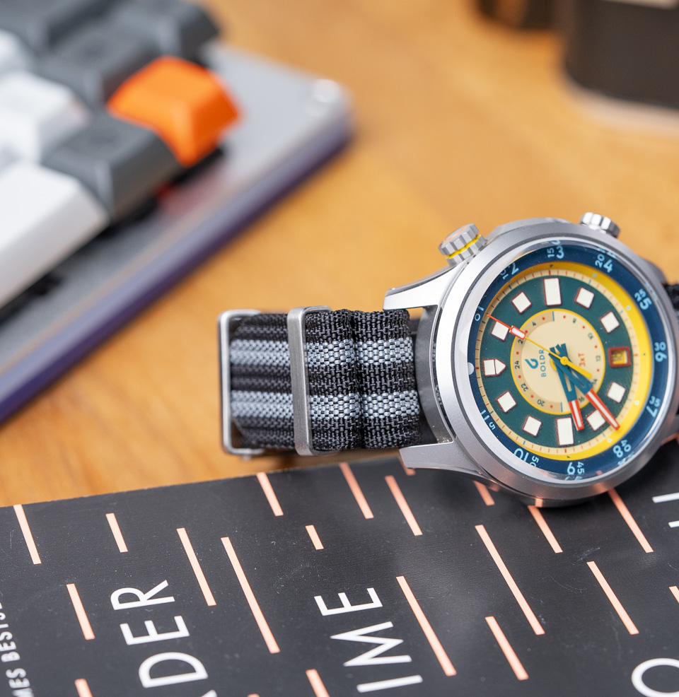 Black Pinstripes Zero-Pass Ribbed Nylon Strap Stainless Steel Hardware