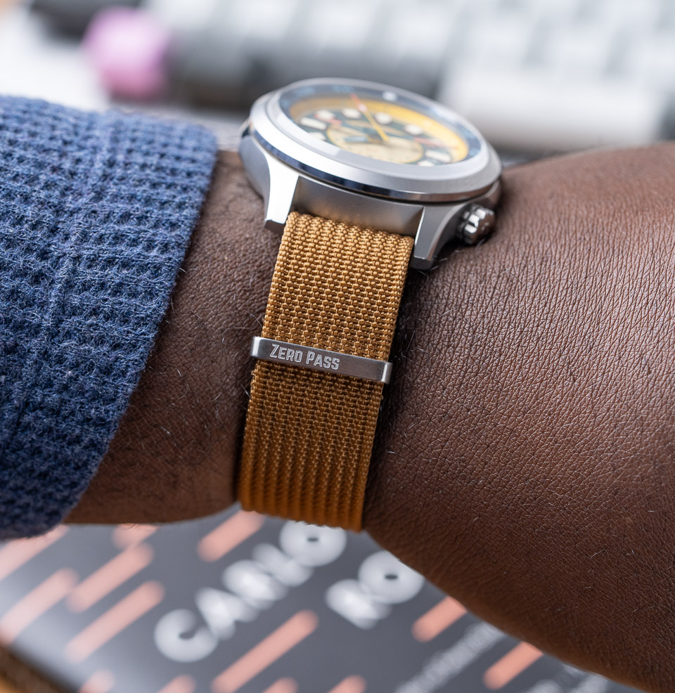 Coffee Zero-Pass Ribbed Nylon Strap Ribbed Nylon