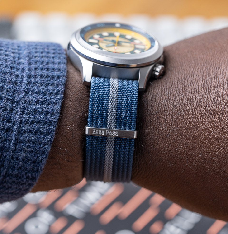 Blue Pinstripe Zero-Pass Ribbed Nylon Strap Ribbed Nylon