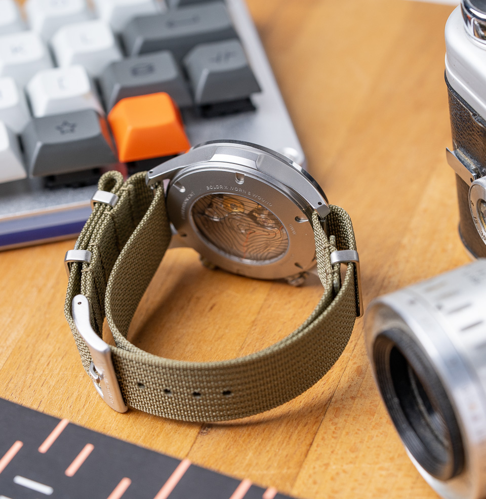 Army Green Zero-Pass Ribbed Nylon Strap Stainless Steel Hardware