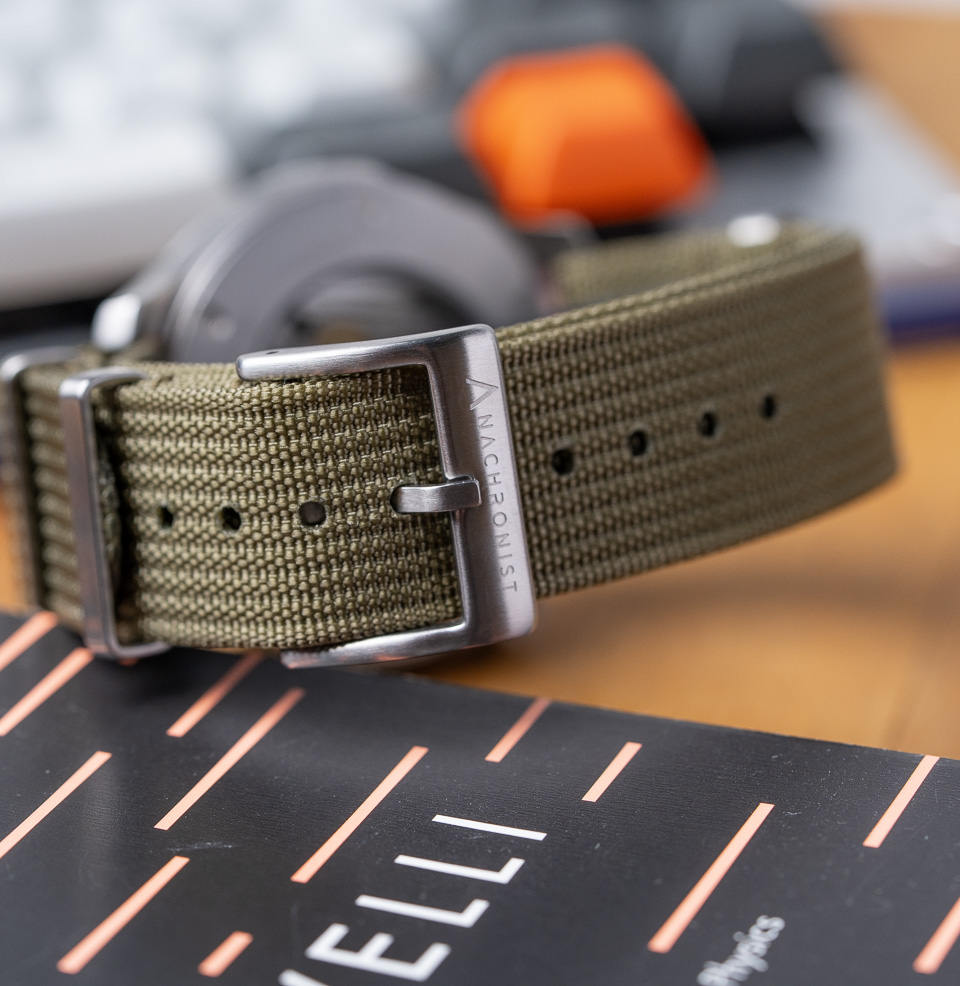 Army Green Zero-Pass Ribbed Nylon Strap Signed Buckle