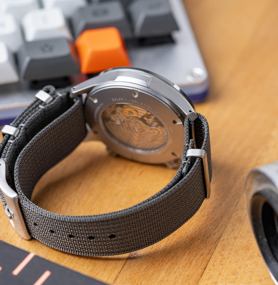 Steel Grey Zero-Pass Ribbed Nylon Strap Zero-Pass System
