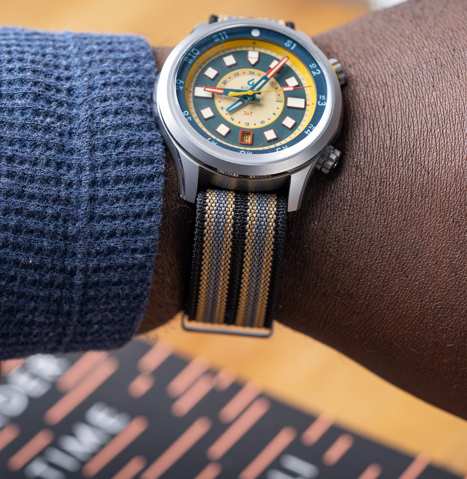 Black Grey-Yellow Zero-Pass Ribbed Nylon Strap Ribbed Nylon