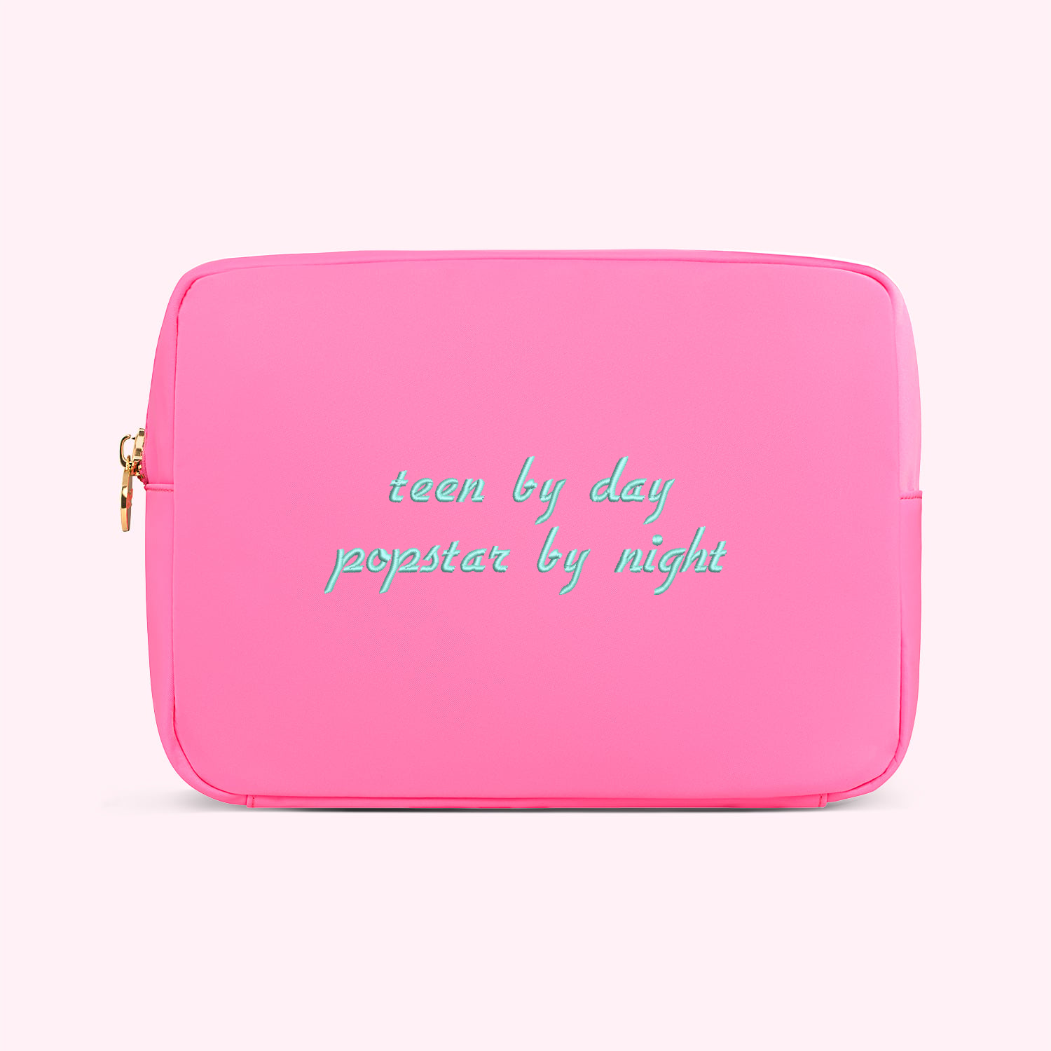 Embroidered Teen By Day Popstar By Night Large Pouch