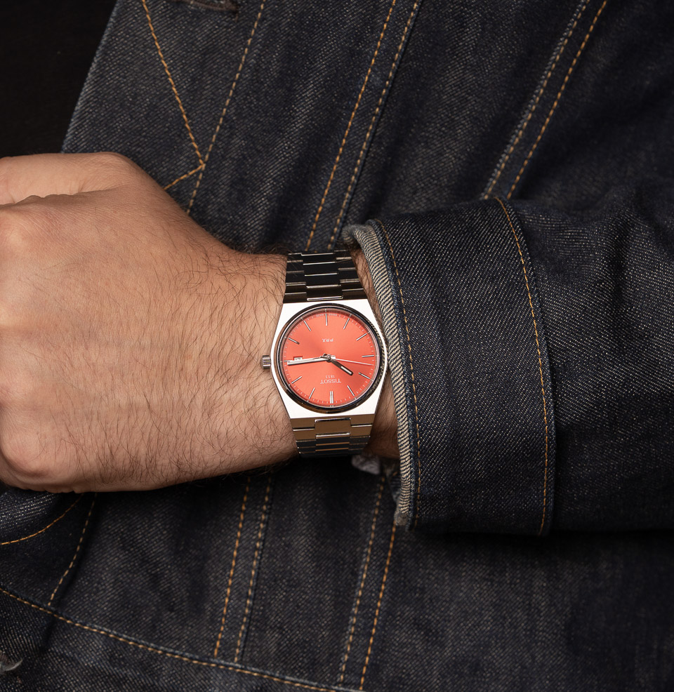 PRX Quartz 40mm 40mm on a 7.5” wrist