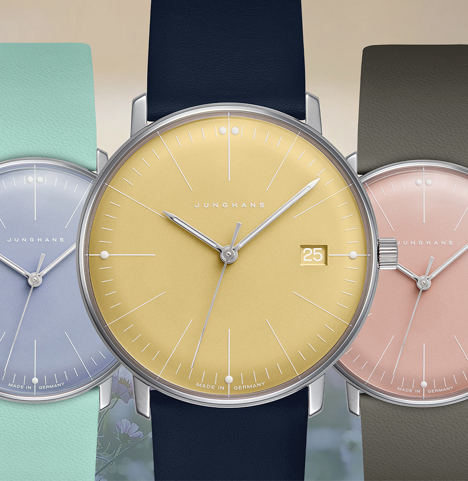Max Bill、Struktur mit drei Farben Max Bill Automatic Bauhaus sapphire crystal | Junghans