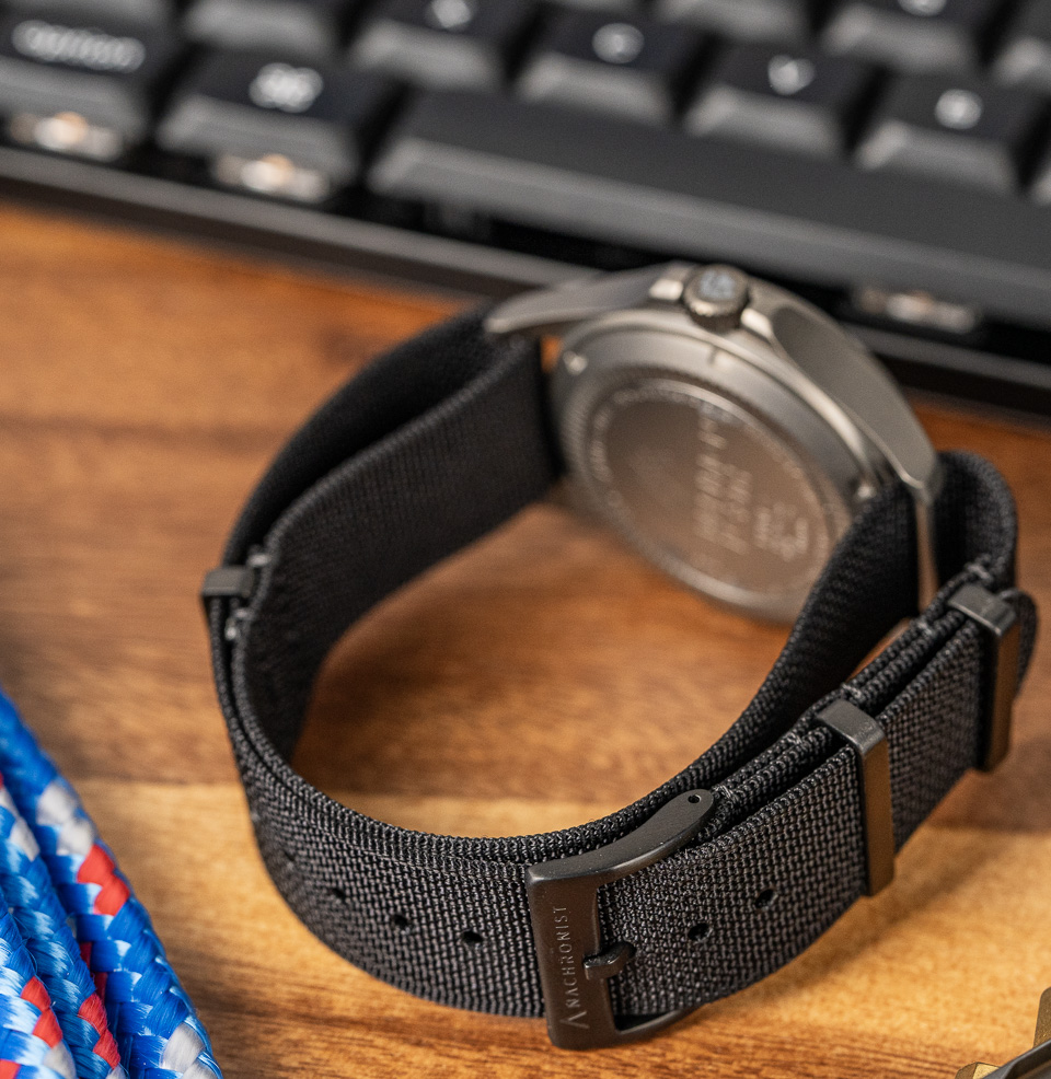 Black PVD Zero-Pass Ribbed Nylon Strap Zero-Pass System