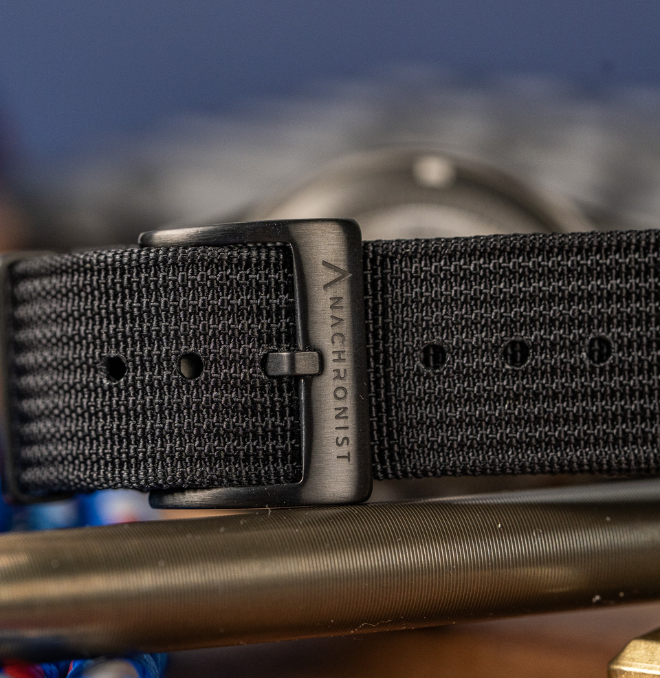 Black PVD Zero-Pass Ribbed Nylon Strap Signed Buckle