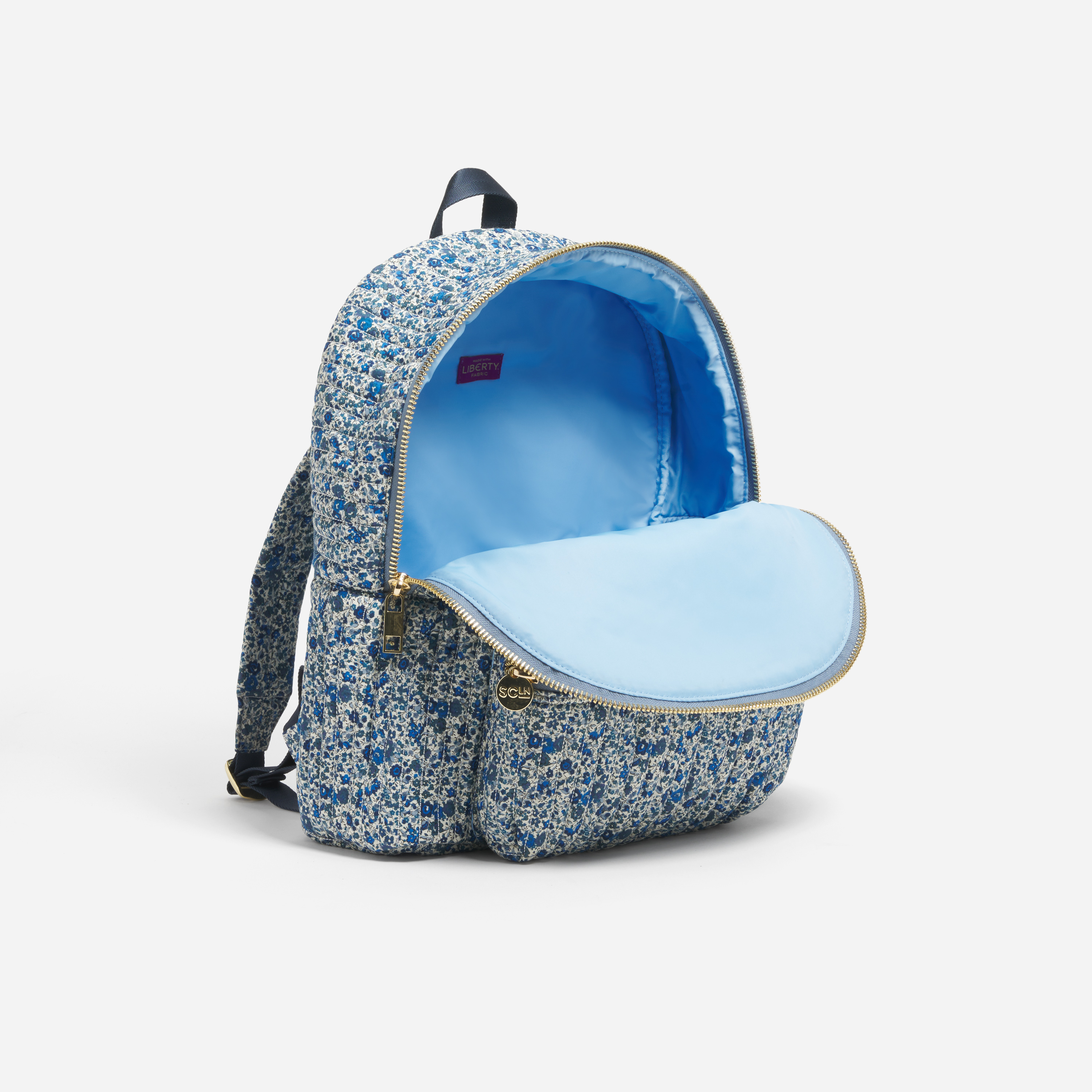 Backpack with Water Bottle Holder Made with Liberty Fabric