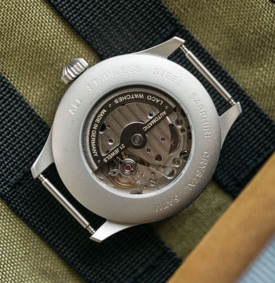 Augsburg Blaue Stunde 39mm Automatic | Blue Dial Display case-back 