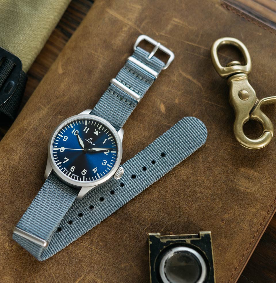 Augsburg Blaue Stunde 39mm Automatic | Blue Dial Cool gray nylon strap