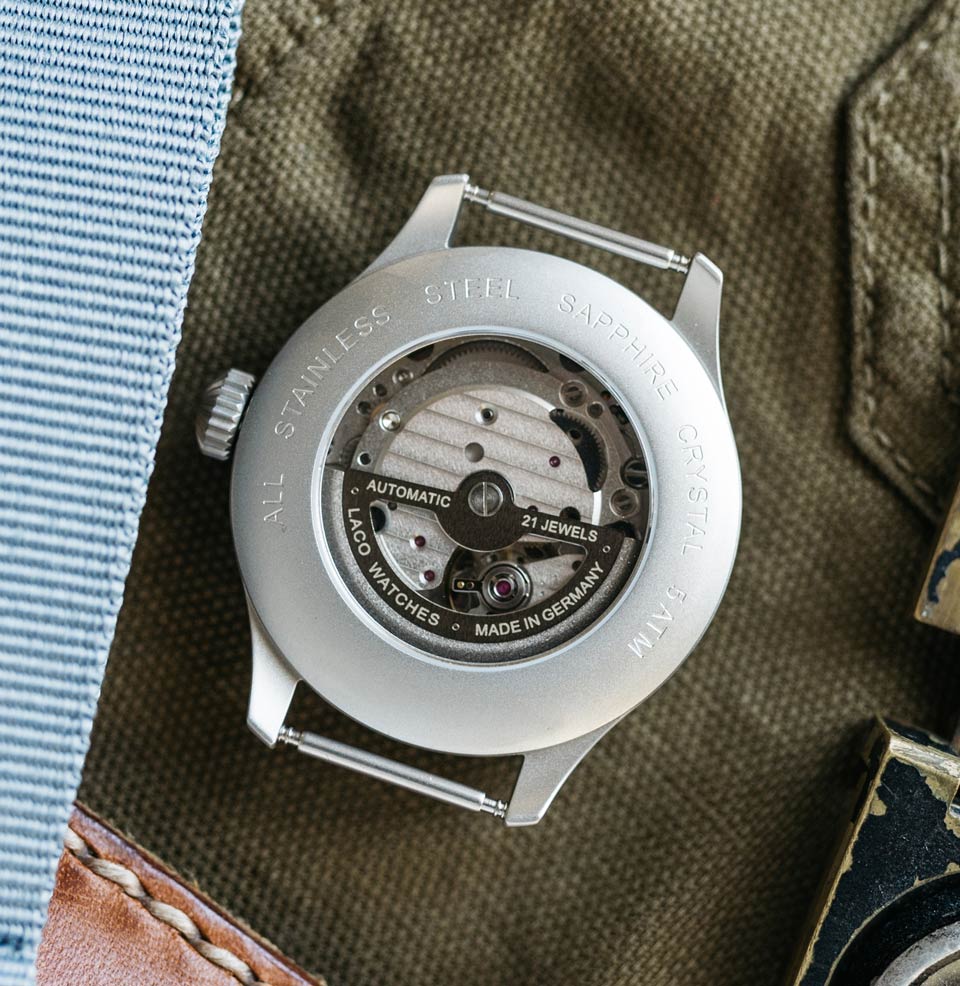 Aachen Blaue Stunde 39mm Automatic | Blue Dial Display case-back 