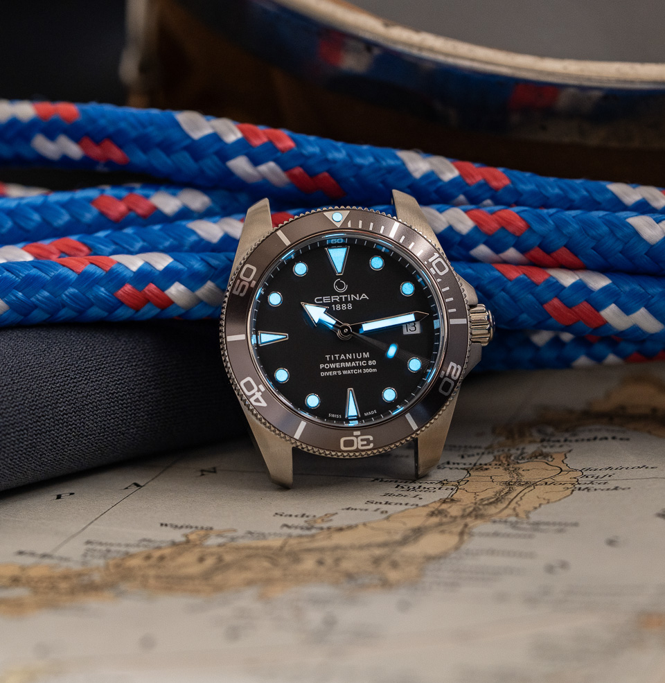 DS Action Diver 38mm Powermatic 80 Titanium / Nylon Strap Bright Super-LumiNova