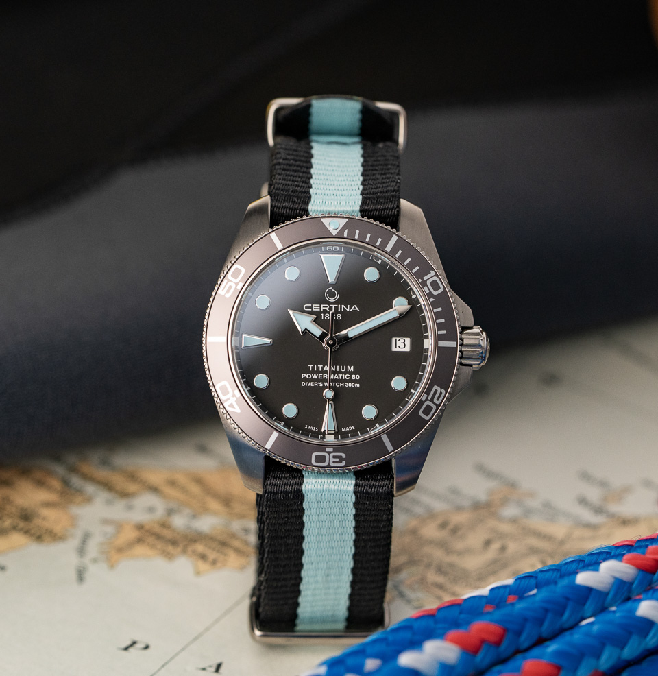 DS Action Diver 38mm Powermatic 80 Titanium / Nylon Strap The DS Action Diver 38mm