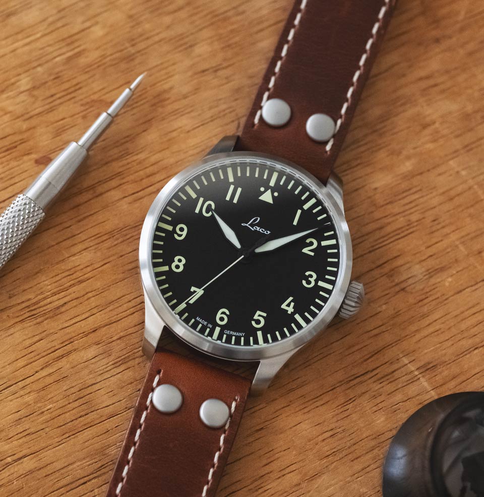 Augsburg 42mm Automatic | Black Dial Rugged Leather Strap