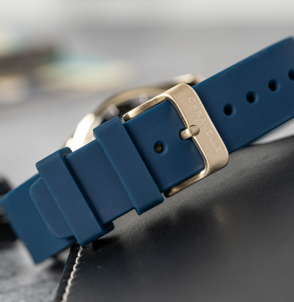 The Caravelle by Bulova Sea Hunter Diver Blue Rubber Strap