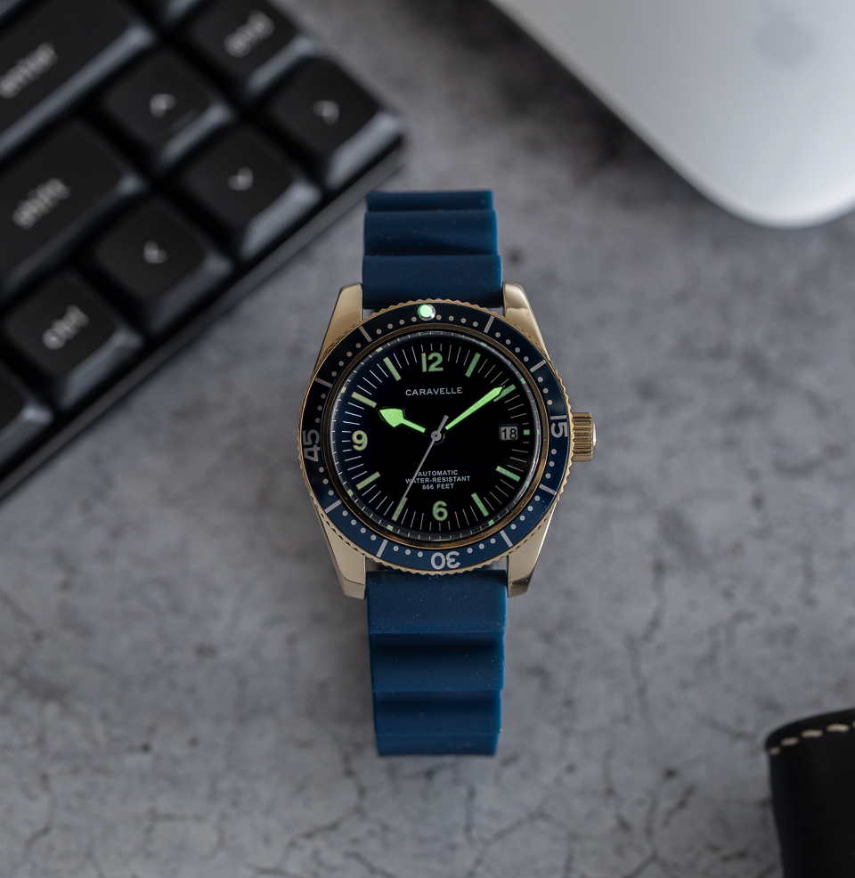 The Caravelle by Bulova Sea Hunter Diver Luminous markers and hands