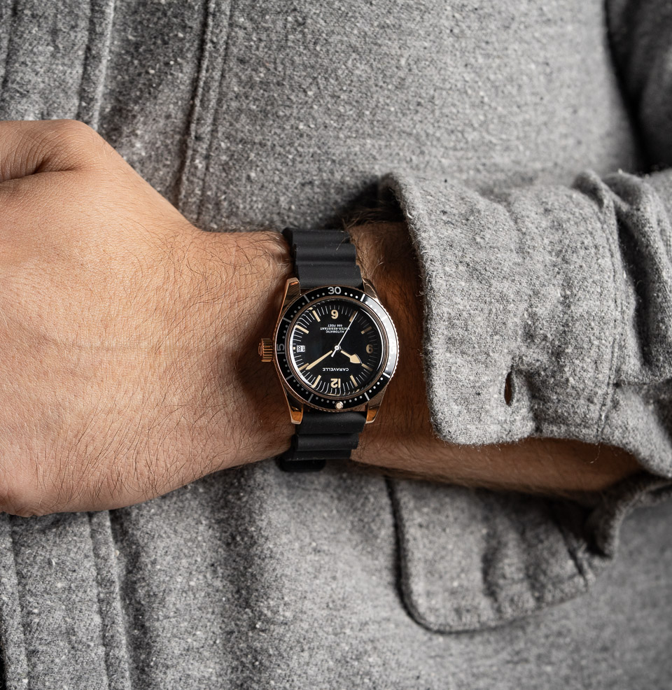 The Caravelle by Bulova Sea Hunter Diver 39mm Rose Gold Tone Stainless Steel Case