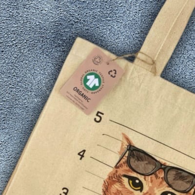 Printed GOTS Canvas Bag - Bad Cat Tag