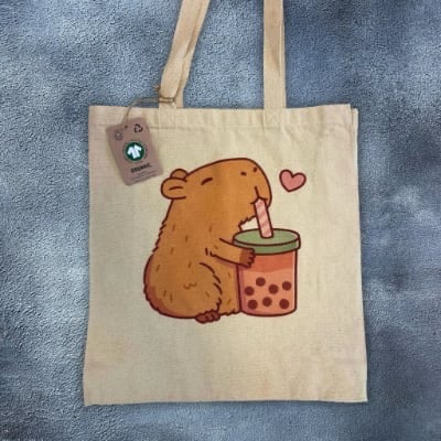 Printed GOTS Canvas Bag - Milk Shake