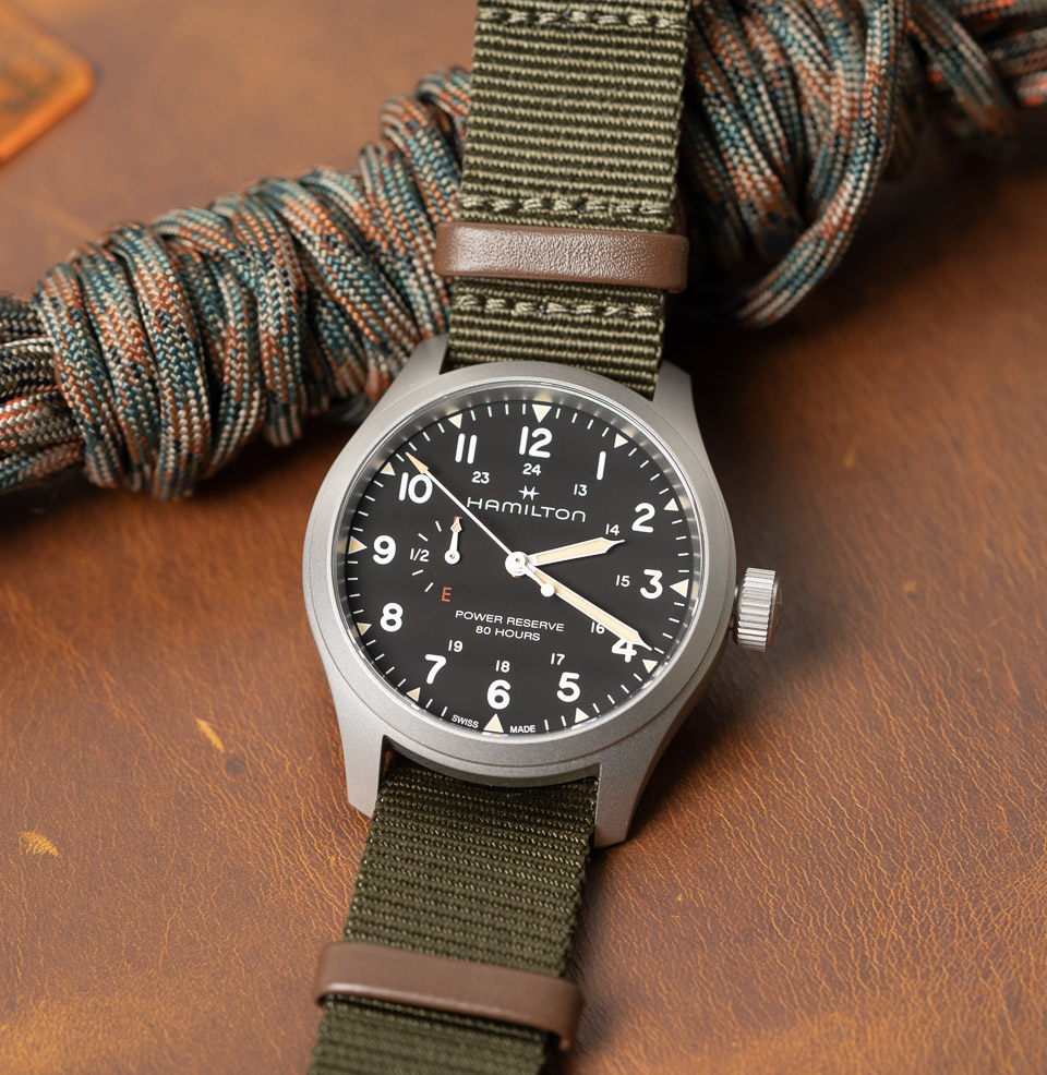 Khaki Field Mechanical Power Reserve 40 mm Power Reserve at 9 o'clock