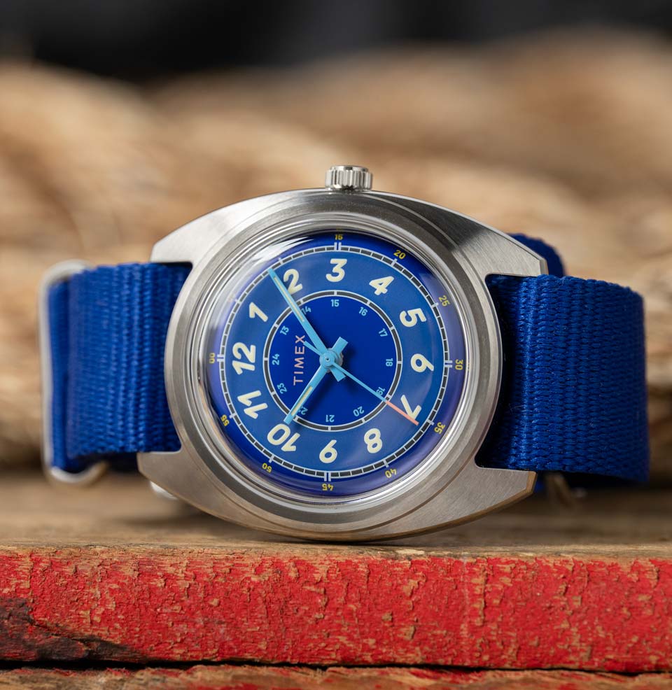 Timex x Worn & Wound Field Watch w/a Twist - Preorder Blues on Blues