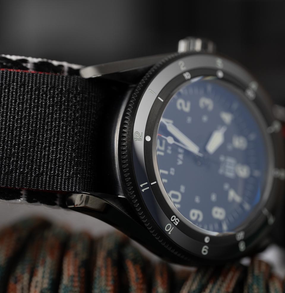 Vaer x Topo Designs x Worn & Wound Solar Hiker Preorder Dual insert steel and ceramic bezel