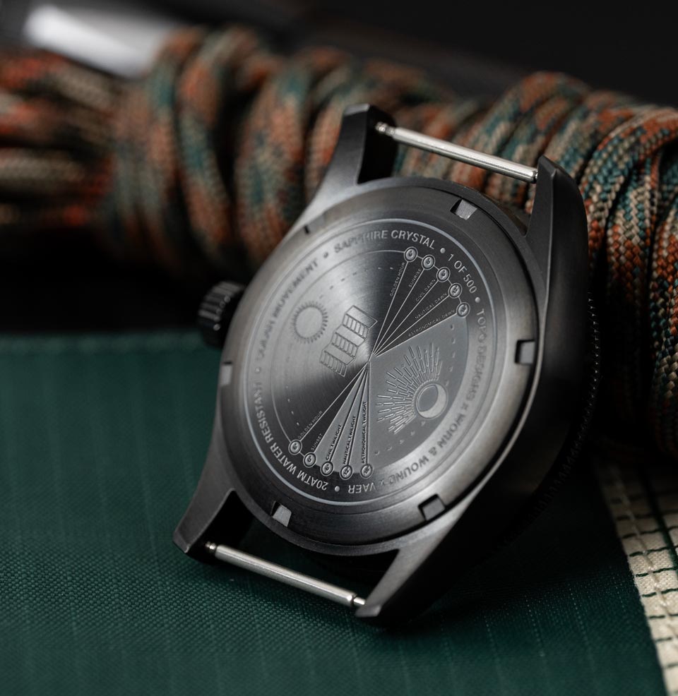 Vaer x Topo Designs x Worn & Wound Solar Hiker Preorder Special Case Back Engraving