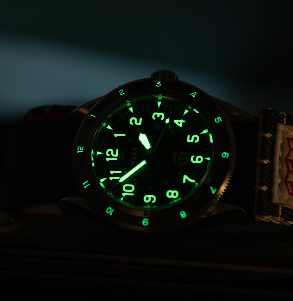 Vaer x Topo Designs x Worn & Wound Solar Hiker Preorder Exceptional Lume