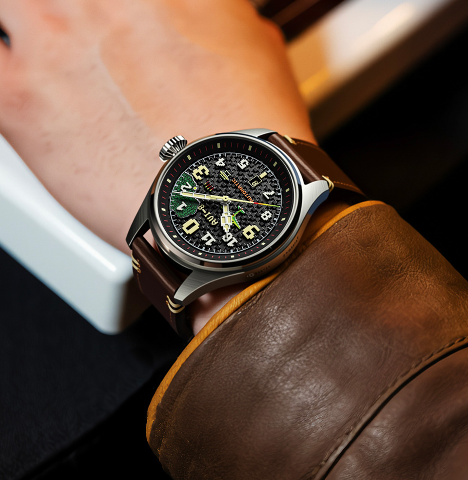 Clowes Automatic Capcom® 1942 Pixel Limited Edition 46mm Stainless Steel Case