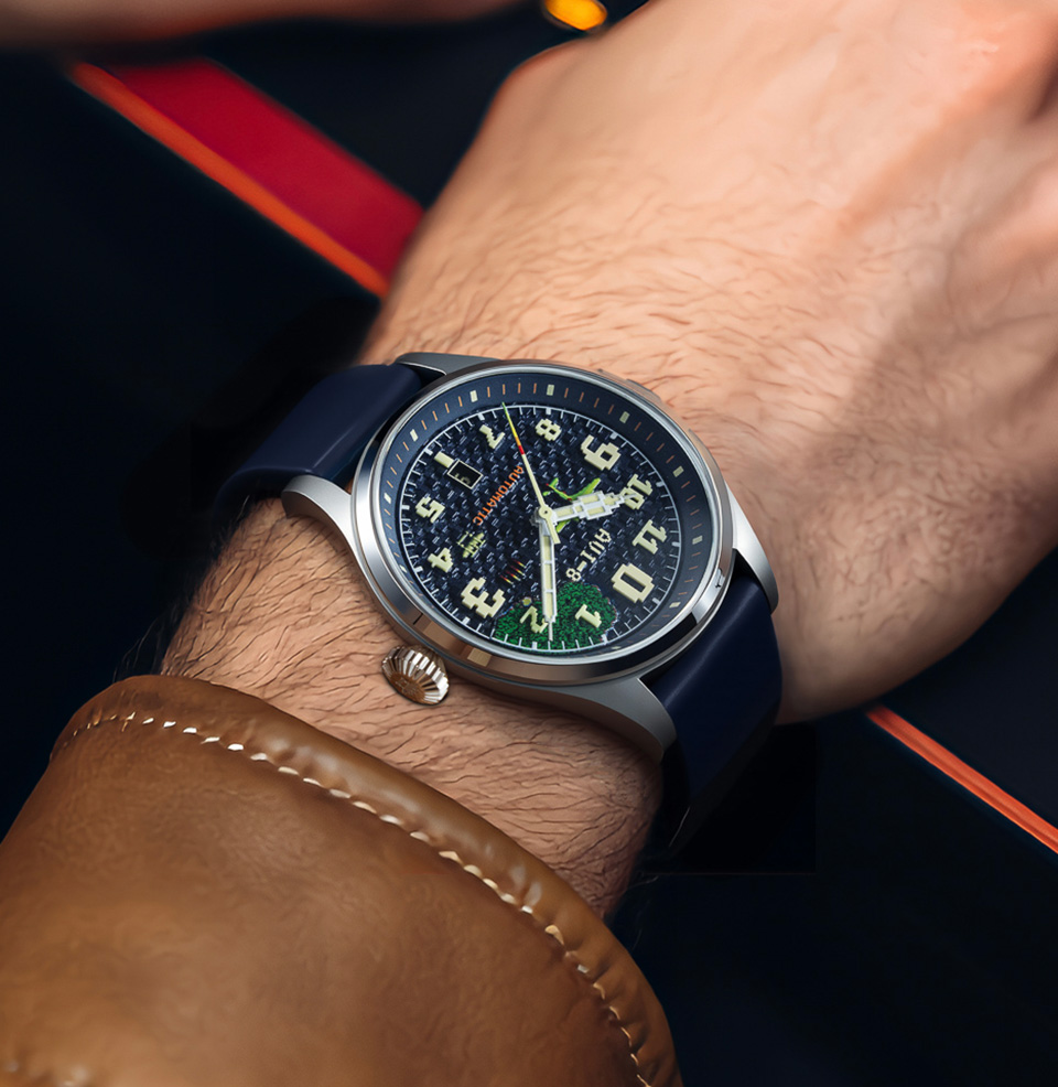 Clowes Automatic Capcom® 1942 Pixel Limited Edition 46mm Stainless Steel Case