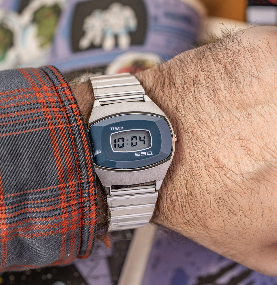 Q Timex 1975 SSQ Digital Reissue 38mm Stainless Steel Case