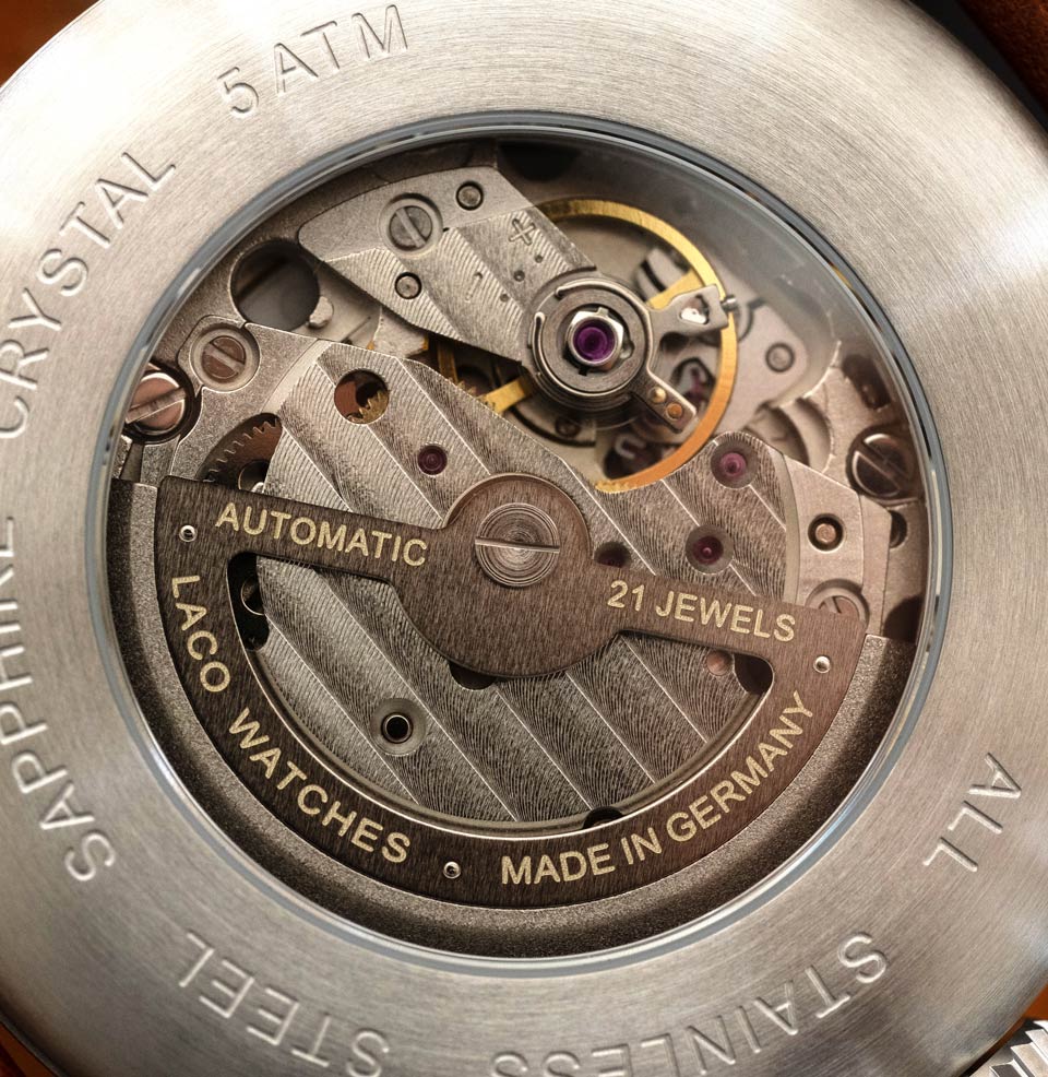 Aachen 42mm Automatic | Black Dial Display case-back 