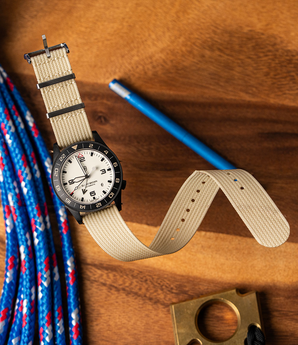 Cream Zero-Pass Ribbed Nylon Strap