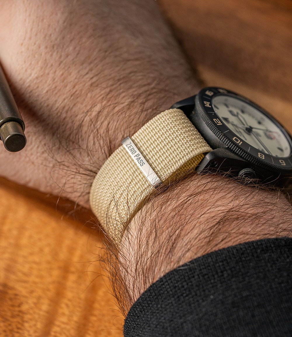 Cream Zero-Pass Ribbed Nylon Strap