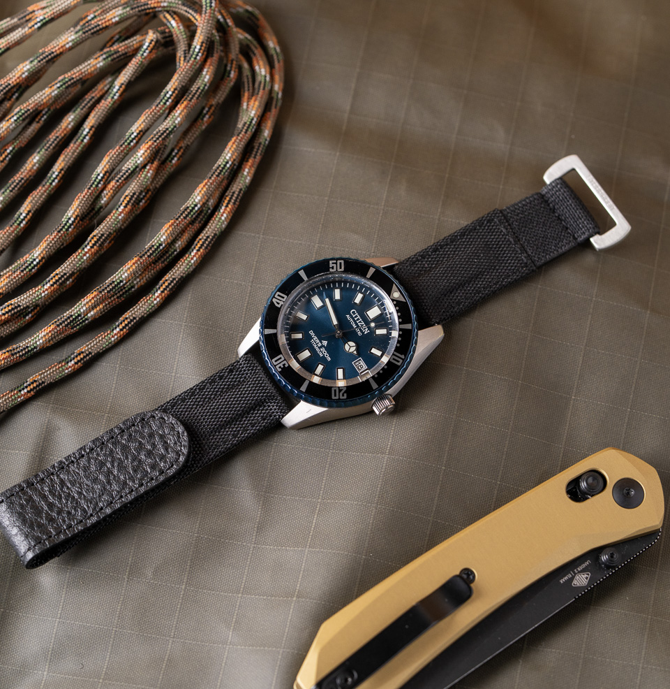 Hook and Loop Elastic Quick Release Watch Straps Brushed Stainless Steel Hardware