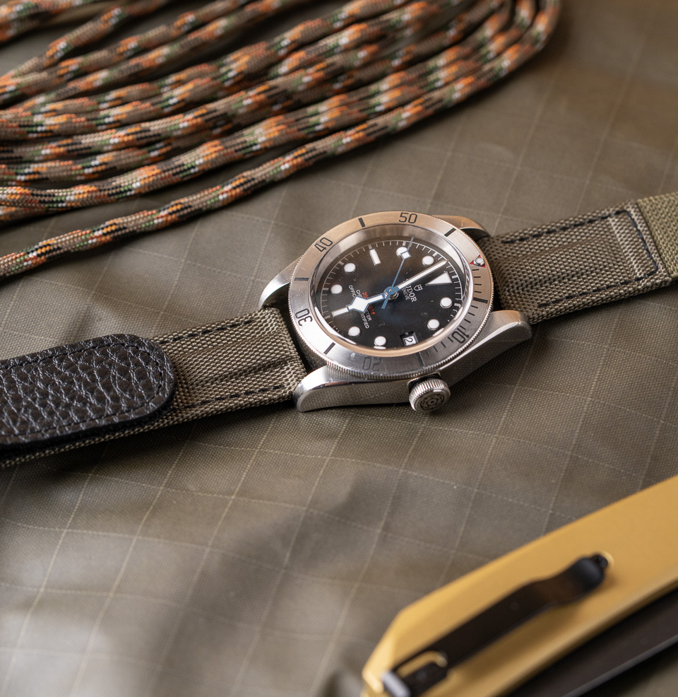Hook and Loop Elastic Quick Release Watch Straps Brushed Stainless Steel Hardware