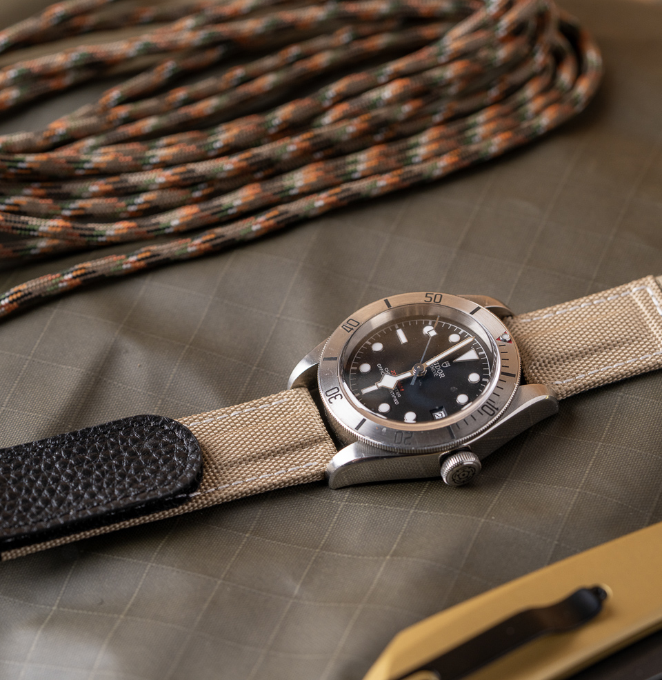 Hook and Loop Elastic Quick Release Watch Straps Brushed Stainless Steel Hardware