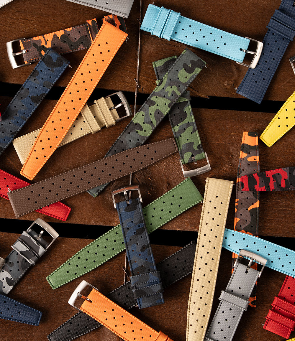Tropical Retro Style FKM Rubber Quick Release Watch Straps