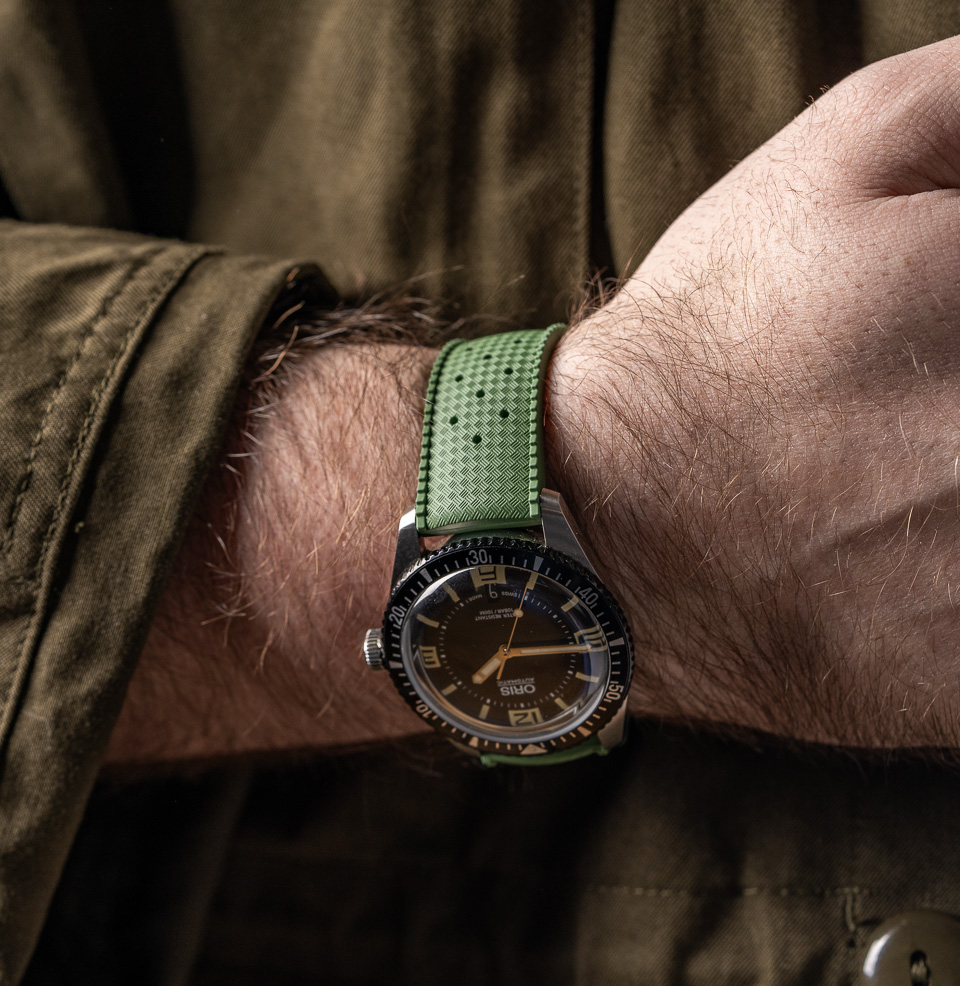 Tropical Retro Style FKM Rubber Quick Release Watch Straps Classic diamond-weave 