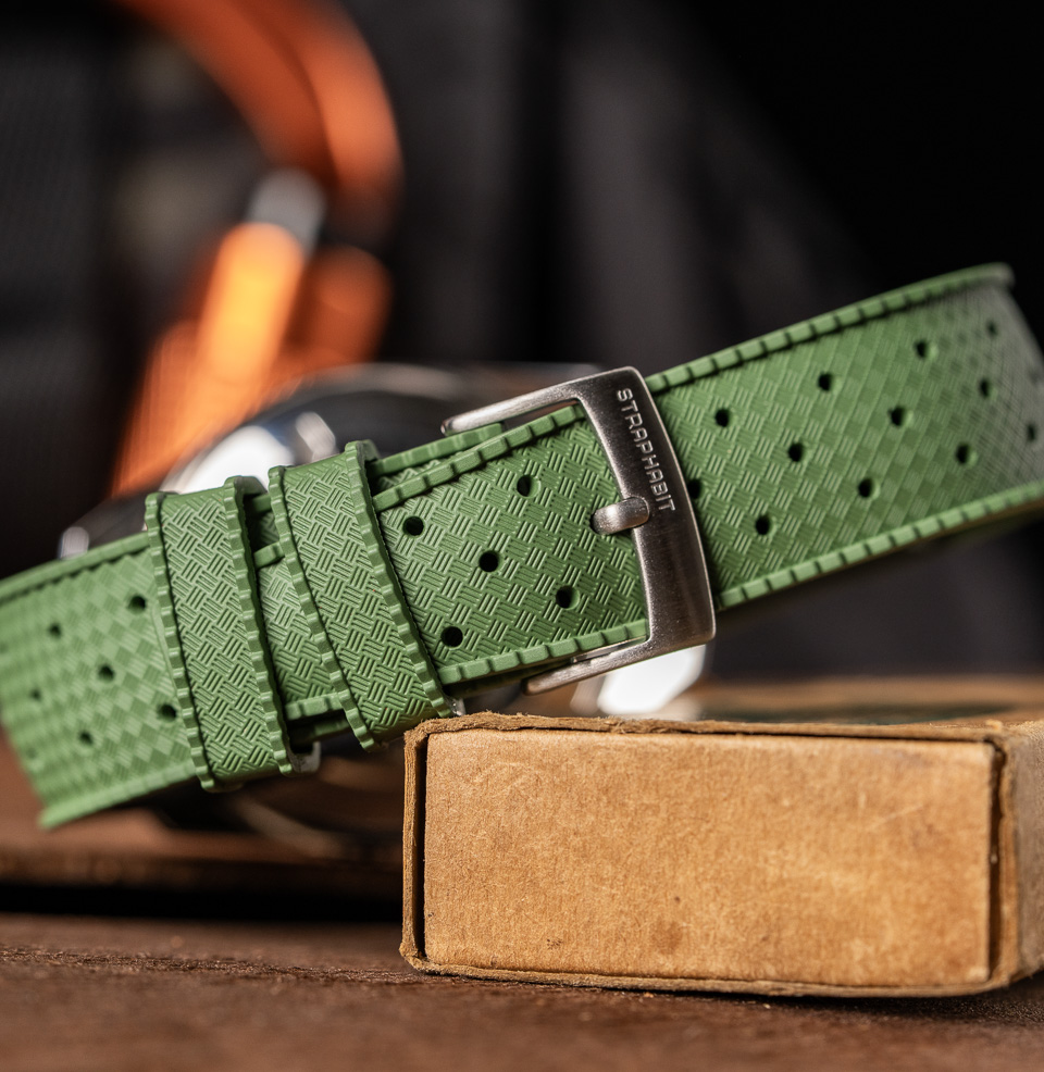 Tropical Retro Style FKM Rubber Quick Release Watch Straps 316L stainless steel